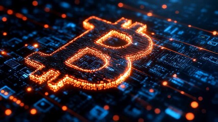 Digital Bitcoin Technology Glow - Powered by Adobe