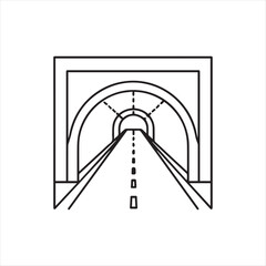 Highway tunnel and road route color line icon