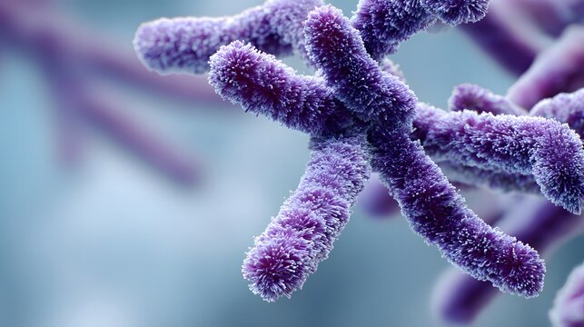 Close-up view of intricate bacteria structures.