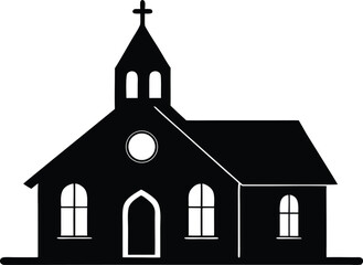 church house isolated silhouette vector