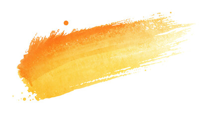 Energetic orange and yellow watercolor brushstroke on isolated transparent background creating a