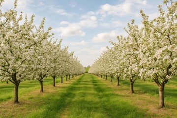 Serene Blossom Orchard Perfect for Spring Advertising and Farm-to-Table Marketing. Ideal for Nature Tourism, Eco-Friendly Brands, and Promoting a Fresh, Healthy Lifestyle with a Touch of Natural