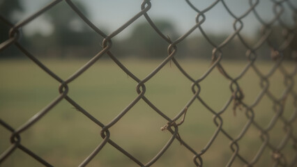 Fototapeta premium Ultra-detailed Realistic Texture of a Rustic and Weathered Chain Link Fence, with Shallow Depth of Field and a Soft, Blurred Background.