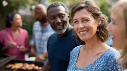 Community BBQ Gathering in Suburban Backyard