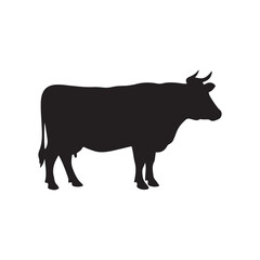 Animal cow silhouette vector flat illustration design on white background