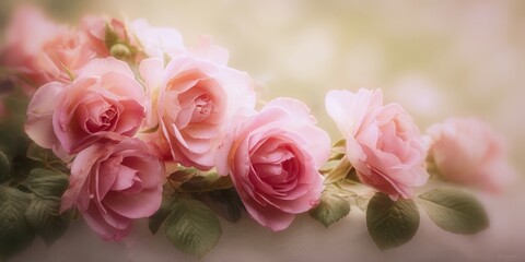 The delicate pink roses exuding beauty and elegance in a serene garden setting.
