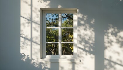 Fototapeta premium shadow overlay effects of realistic window and tree branch shadow with light blur on transparent background,Summer sunlight and shadow overlay effect