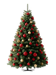Realistic Christmas Tree with Red and Gold Ornaments