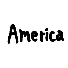 america cute handwriting clipart with kawaii doodle style, hand drawn font, childlike sketches, cartoon outline, funny lettering, adorable handwritten elements for kids and creative designs