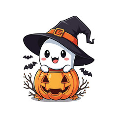 Spooky halloween ghost character illustration