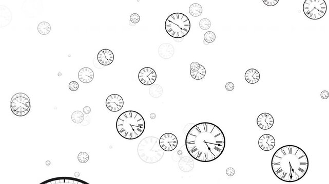 Seamless pattern with clocks turning backward flashback concept background