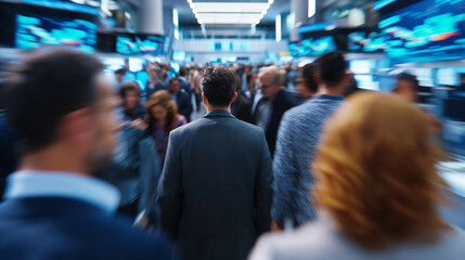 A lively and organized trading floor environment in finance