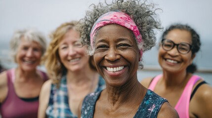 multiracial senior women having fun together after sport workout outdoor focus on left female face no logos no brands ar 169