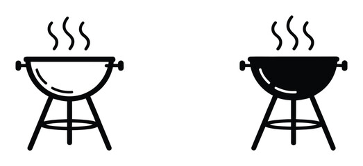 Illustration of a barbecue grill with smoke, symbolizing outdoor cooking, summer parties, and backyard gatherings, isolated on white background, perfect for food and lifestyle content