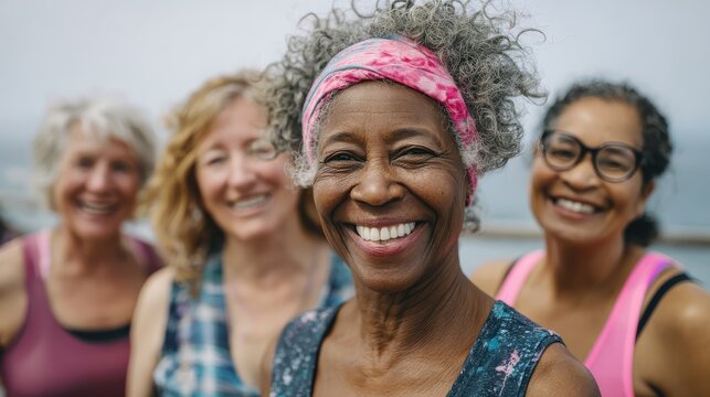 multiracial senior women having fun together after sport workout outdoor  focus on left female face no logos no brands ar 169