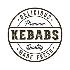 Fototapeta premium Premium kebab label, delicious food sign isolated on White Background