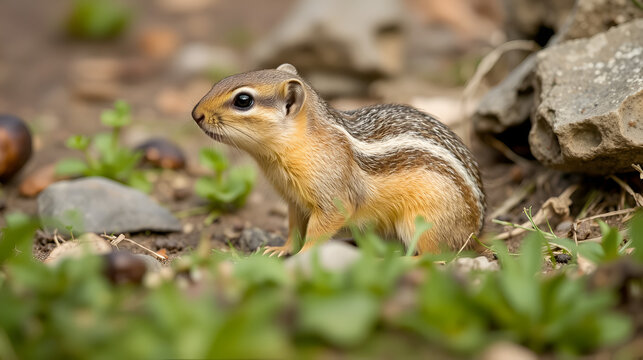 European ground squirrel in the natural environment, Spermophilus citellus