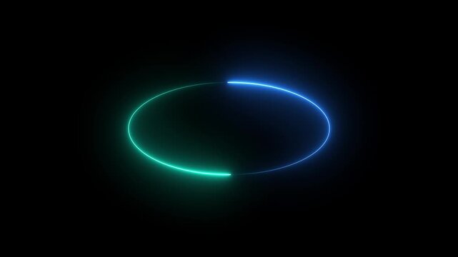 Neon circle blue and navy blue colour With Tapered Strokes Shape Background Loop/ 4k animation of an abstract background. abstract beautiful saber circle animation background..