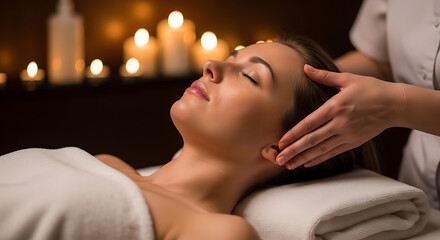 Photo of woman receiving a head massage at a health spa