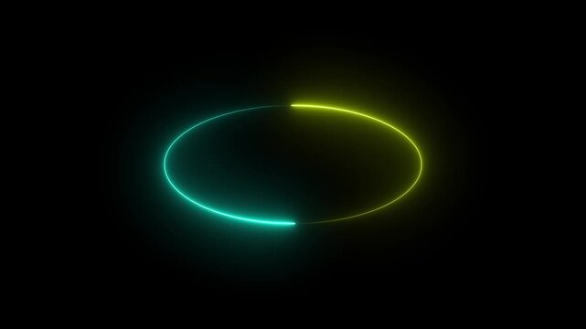 Neon circle navy blue and olive colour With Tapered Strokes Shape Background Loop/ 4k animation of an abstract background. abstract beautiful saber circle animation background..