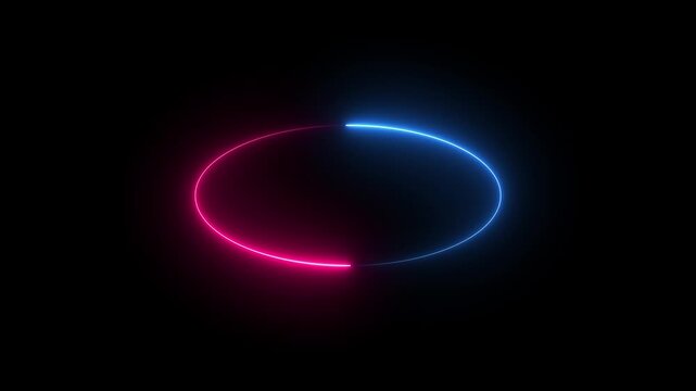 Neon circle blue and red  colour With Tapered Strokes Shape Background Loop/ 4k animation of an abstract background. abstract beautiful saber circle animation background..
