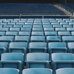 Obraz premium Empty Blue Stadium Seats Captured in Photographic Detail