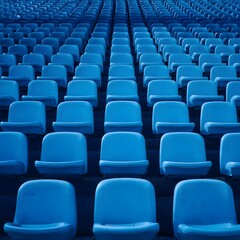 Naklejka premium Empty Blue Stadium Seats in a Modern Arena Perspective View