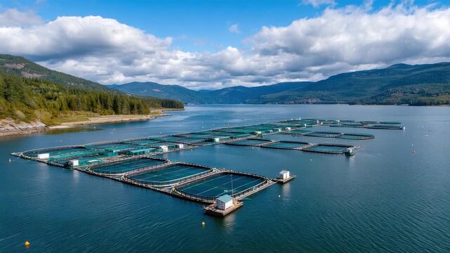 Salmon farming in sechelt inlet, british columbia