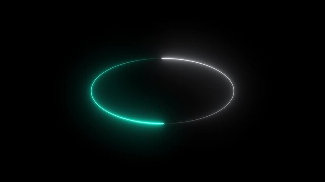 Neon circle  white and blue colour With Tapered Strokes Shape Background Loop/ 4k animation of an abstract background. abstract beautiful saber circle animation background