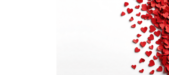 left side red hearts on white copy space