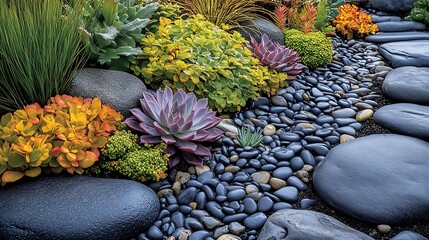 Succulent Garden Path with Landscaping Design.