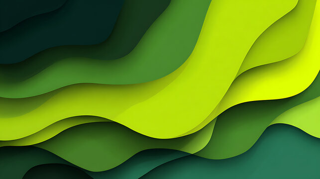 Abstract flowing green layers with subtle shadows and light curves