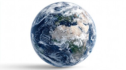 Fototapeta premium Blue Planet Earth Isolated on White Background - Professional Stock Photo