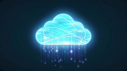 Luminous digital cloud with binary code streams, representing futuristic data transfer and connectivity. - Powered by Adobe