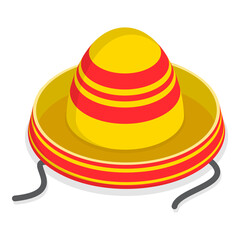 3D Isometric Flat  Set of Mexican Hats. Item 3