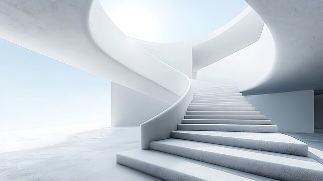 White Spiral Staircase with Architecture, and Minimal.