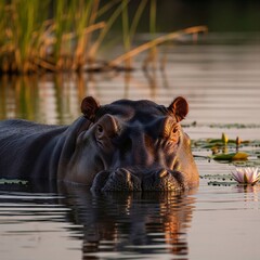 Fototapeta premium hippopotamus in water