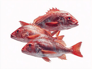  Group of Red Snapper Isolated on White