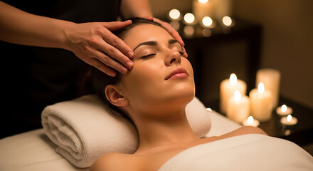 Photo of woman receiving a head massage in a spa center
