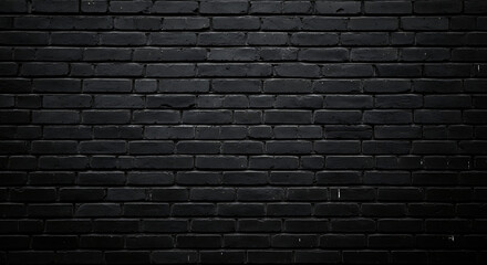 Photo of dark black brick wall texture for background use