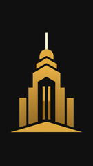 Obraz premium minimalist black and white building glowing gold