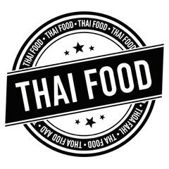 Fototapeta premium Black and white Thai Food stamp icon isolated on White Background