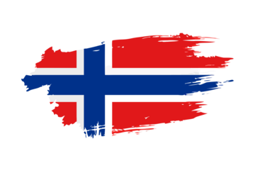 Abstract grunge brush stroke texture of the norwegian flag on black background