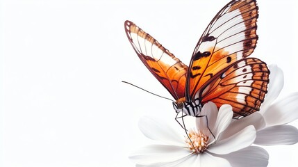 A vividly colored butterfly rests delicately on a vibrant flower.