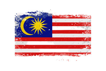 Distressed malaysian flag with grunge texture on black background