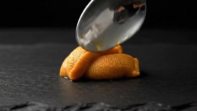 Sea urchin roe plating with elegance