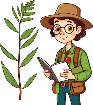 botanist studying plant green leaves clip art preview