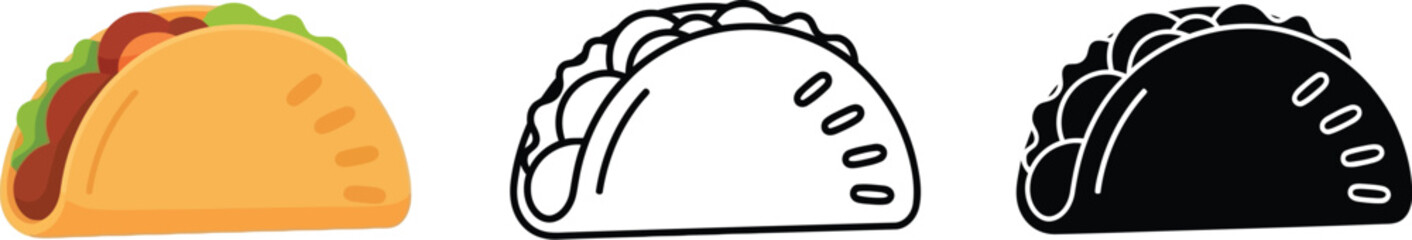 Taco icon set vector illustration mexican food graphic