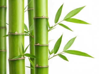 Naklejka premium Illustration of fresh green bamboo stems isolated on white background