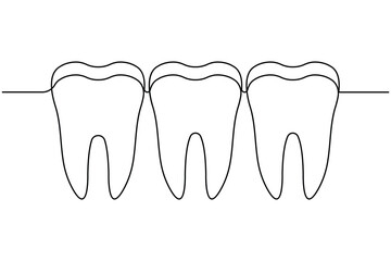 Tooth and teeth continuous one line drawing minimalist smile healthy dental  vector illustration